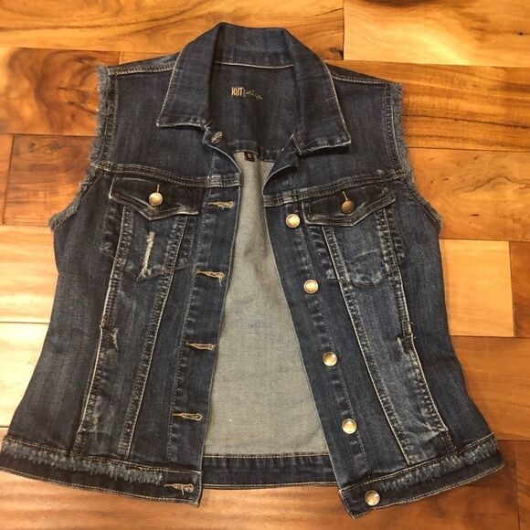 Kut from the Kloth, denim vest, small, distressed - Picture 1 of 4